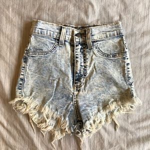 High Rise Acid Wash Shorts